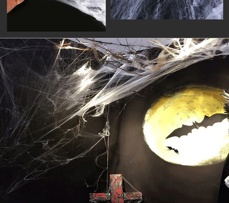 Rekbaar Spinnenwebdecor Wit – Kunstmatig Spinnenweb voor Halloween Decoratie Feest en Huisaccessoires | Sulvida