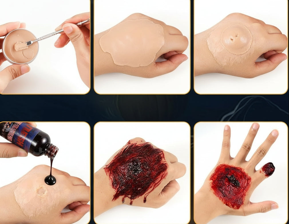 Halloween Schminkset Nepbloed 5-Delig Afwasbaar voor Zombie Horror Monster Kostuumeffecten Griezel Make-up | Sulvida
