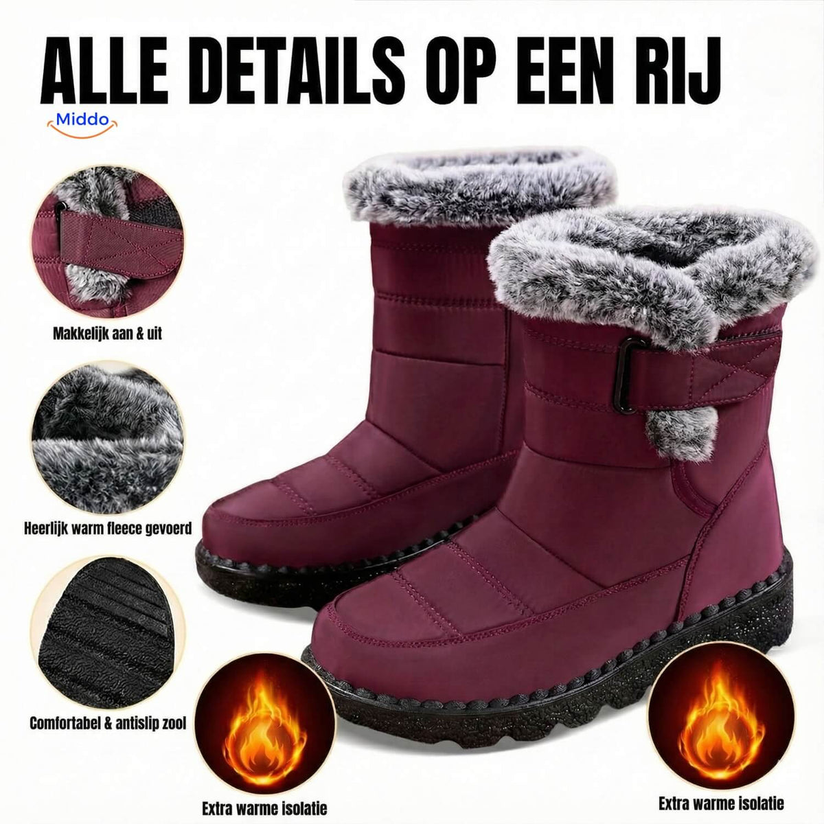 Warme winterlaarzen waterdicht antislip gevoerd sneeuwlaarzen dames heren enkellaarzen herfst winter | Sulvida