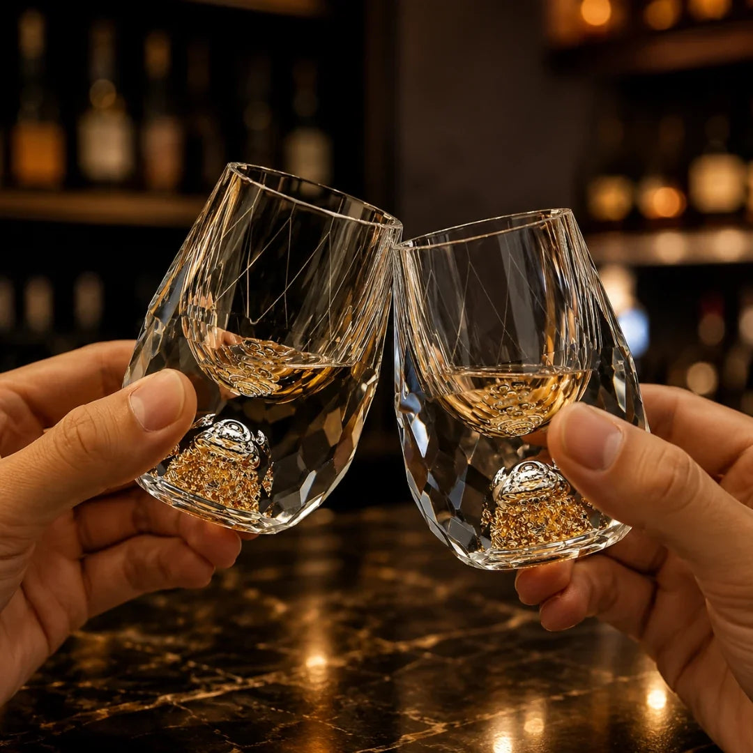 Kristallen Shotglaasje met Goudaccent Luxe Borrelglas voor Sterkedrank Wodka Tequila 15ml Feestelijk | Sulvida