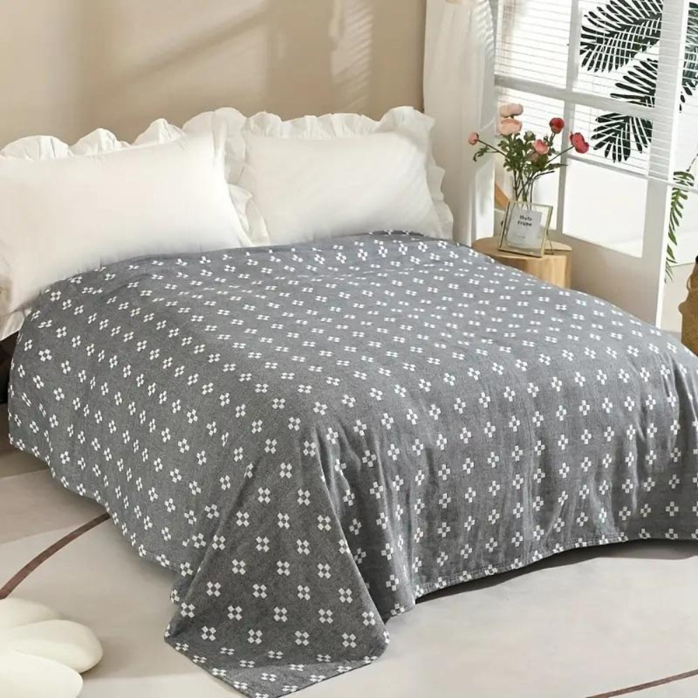 Katoenen Gauze Plaid met Diamantstructuur 3-Laags Luchtig Deken Zomerplaid voor Bed en Zetel Ademend Zacht | Sulvida