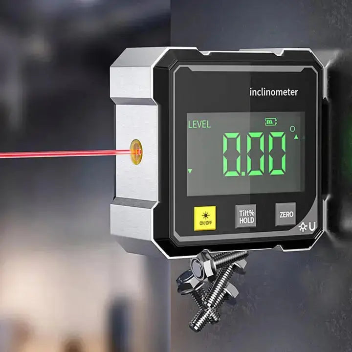 Digitale hoekmeter met laser 360° aluminium gereedschap magnetisch bouwprecisie waterpas voor klussen DIY | Sulvida