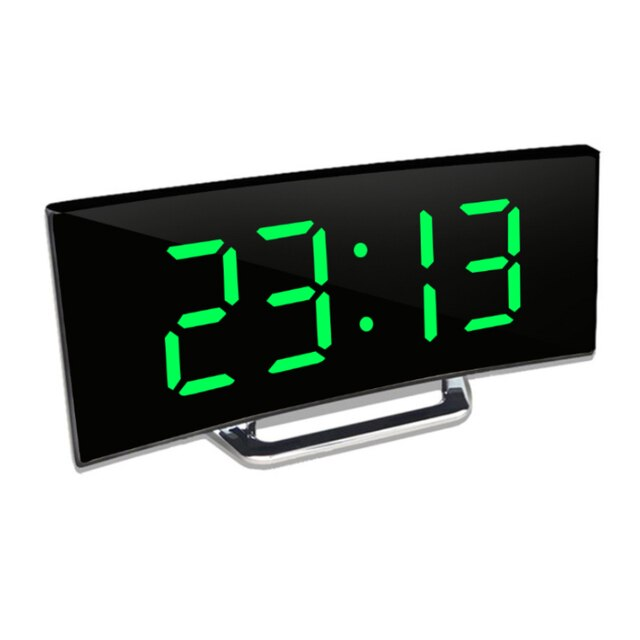 LED Spiegelwekker met Automatische Dimfunctie | Gebogen Display voor Optimale Aflezing | Dag- en Nachtmodus | Moderne Bureauklok met Groot Digitaal Scherm | Sulvida