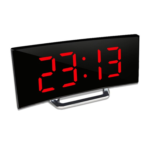 LED Spiegelwekker met Automatische Dimfunctie | Gebogen Display voor Optimale Aflezing | Dag- en Nachtmodus | Moderne Bureauklok met Groot Digitaal Scherm | Sulvida