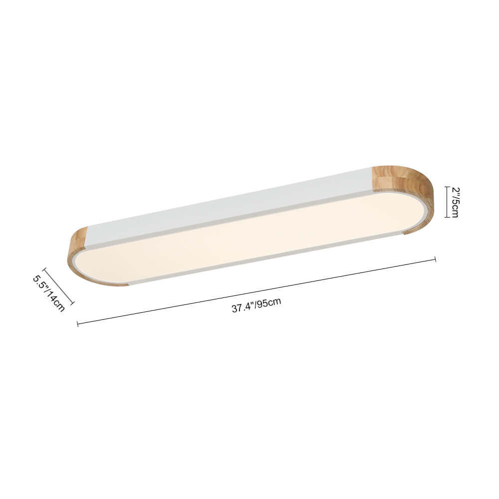 Ovale plafondlamp LED dimbaar 95cm mat zwart wit grijs hout minimalistisch modern design woonkamer slaapkamer | Sulvida
