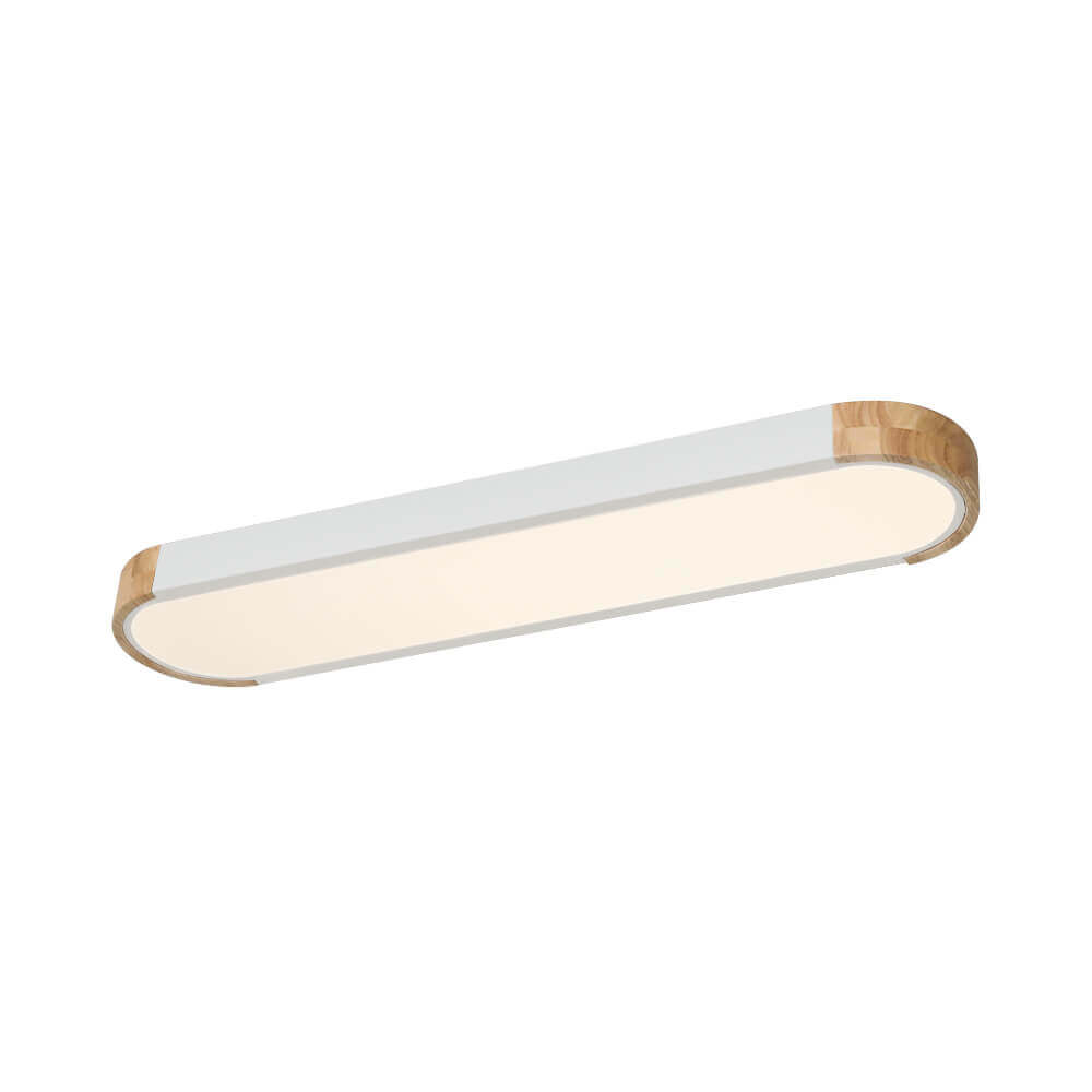 Ovale plafondlamp LED dimbaar 95cm mat zwart wit grijs hout minimalistisch modern design woonkamer slaapkamer | Sulvida