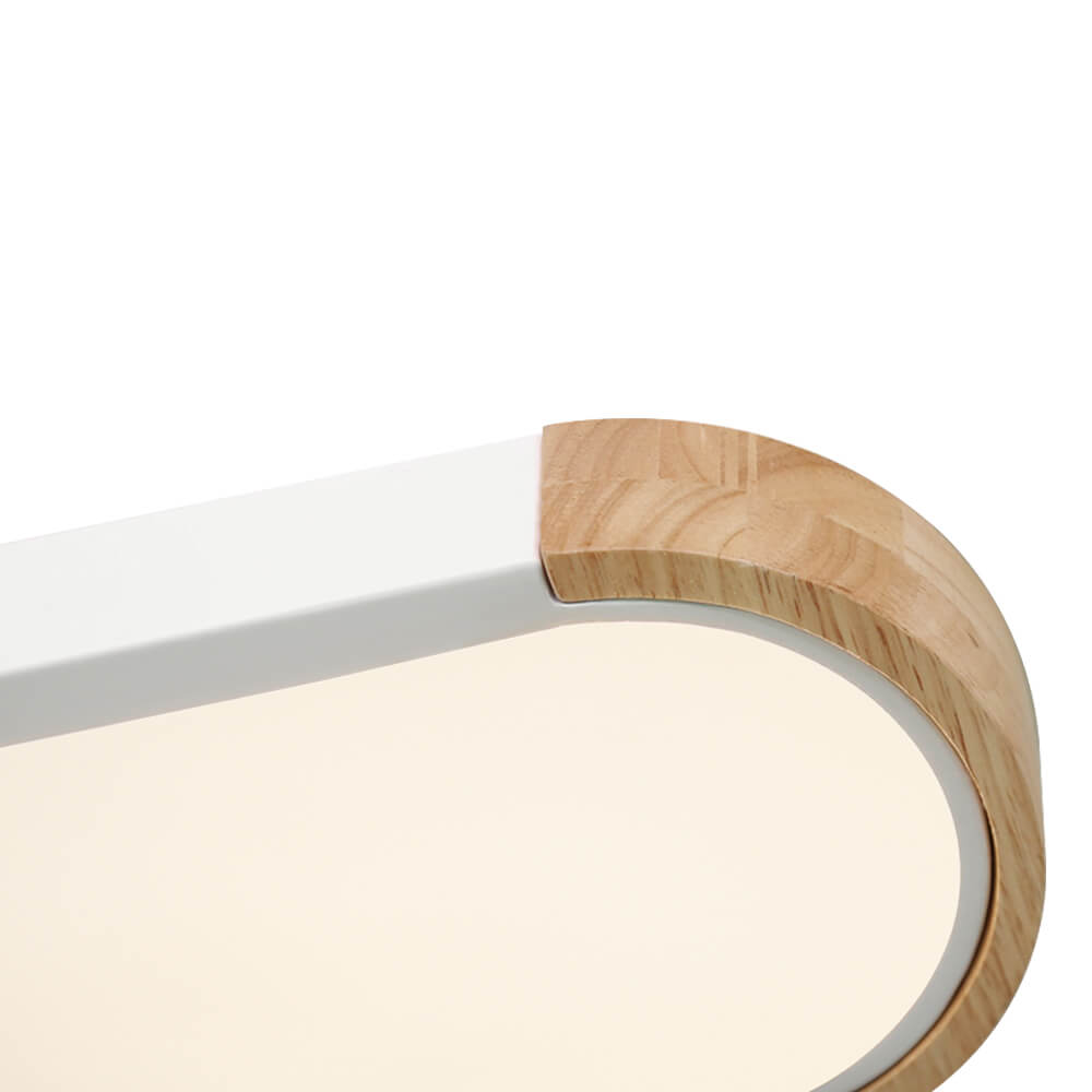 Ovale plafondlamp LED dimbaar 95cm mat zwart wit grijs hout minimalistisch modern design woonkamer slaapkamer | Sulvida