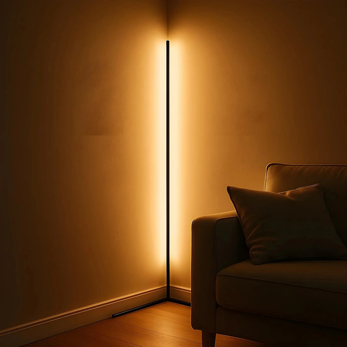 Dimbare LED staande hoeklamp met afstandsbediening 142cm aluminium zwart wit voor sfeervolle woonkamer verlichting | Sulvida