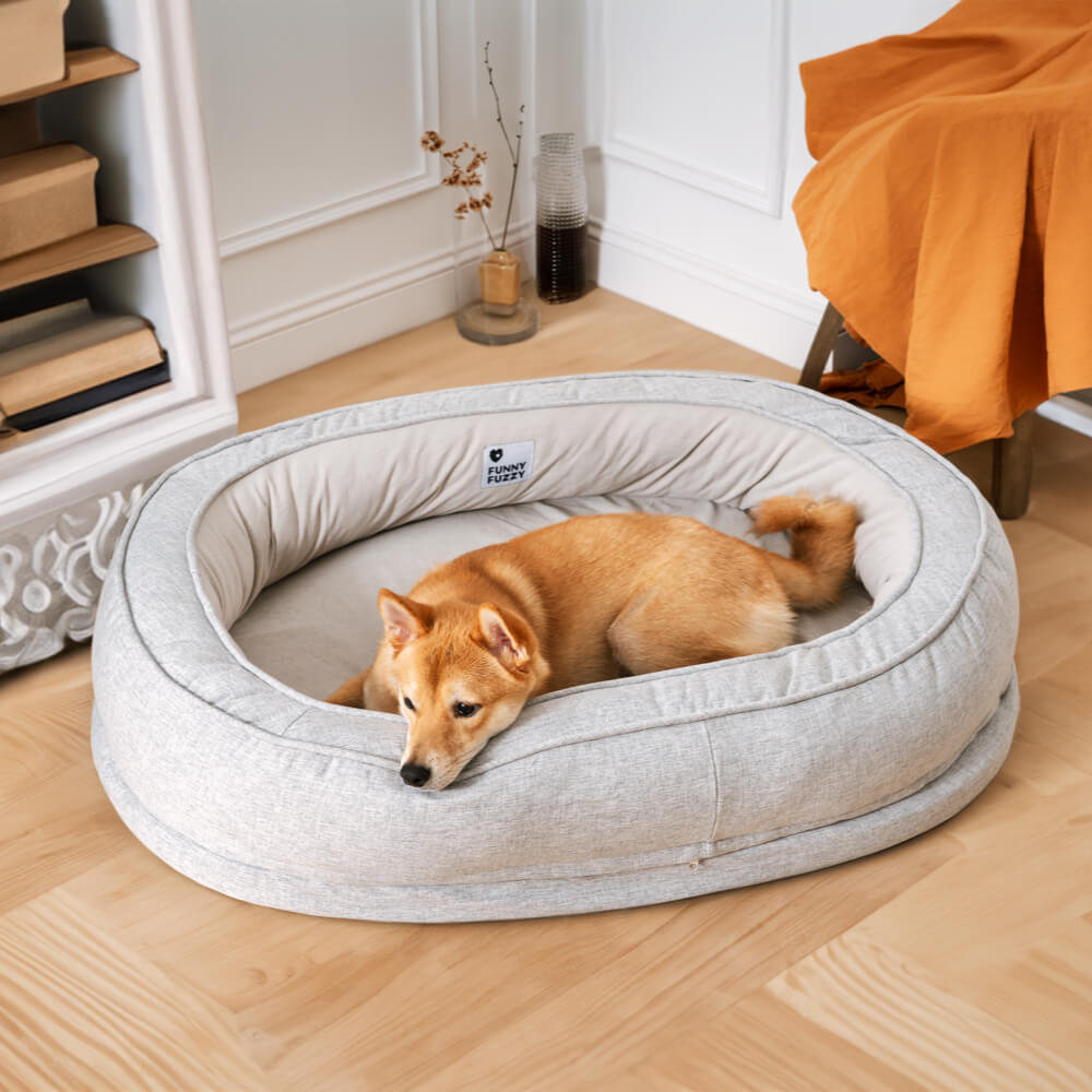 Orthopedische Donut Hondenmand met Hoge Rand Wasbaar Comfortabel Grijs Bruin Groen voor Grote Kleine Honden | Sulvida