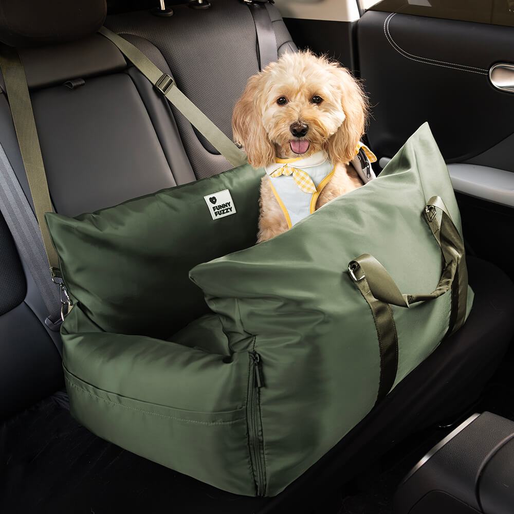 Autostoel voor Honden met Veiligheidsgordel Zacht Reiskussen Wasbare Hoes Comfort Thuis en Onderweg Bescherming | Sulvida