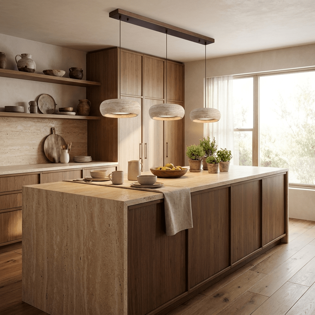 Hanglamp Natuursteen Travertin Ring Geïntegreerde LED Dimbaar Verstelbaar Warm Licht Design Verlichting | Sulvida