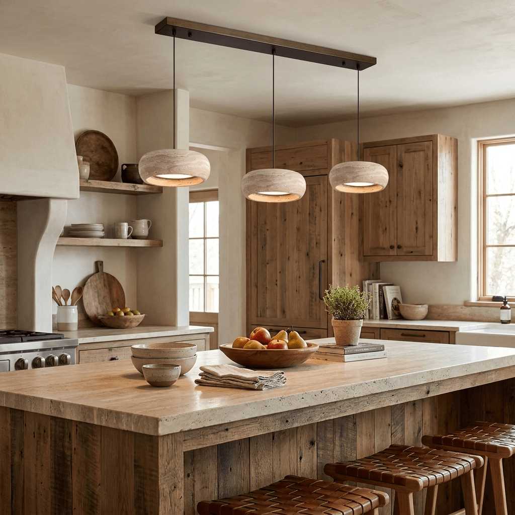 Hanglamp Natuursteen Travertin Ring Geïntegreerde LED Dimbaar Verstelbaar Warm Licht Design Verlichting | Sulvida