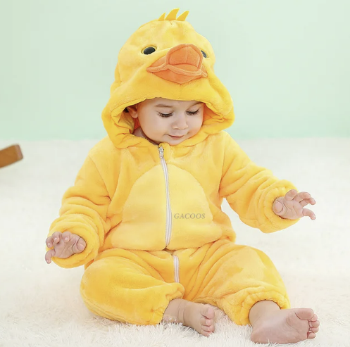 Baby Onesie met Dierencapuchon – Zachte Romper voor Kinderen – Katoen Polyester – Rits Eendelig Speelpak | Sulvida