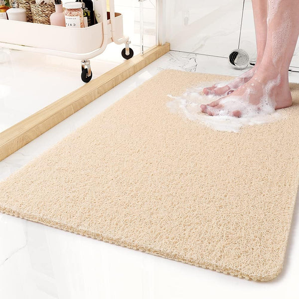 Anti-slip Badkamermat met Sneldrogende Drainagestructuur – Hygiënische Douchemat voor Veiligheid en Comfort in Beige, Grijs en Wit | Sulvida