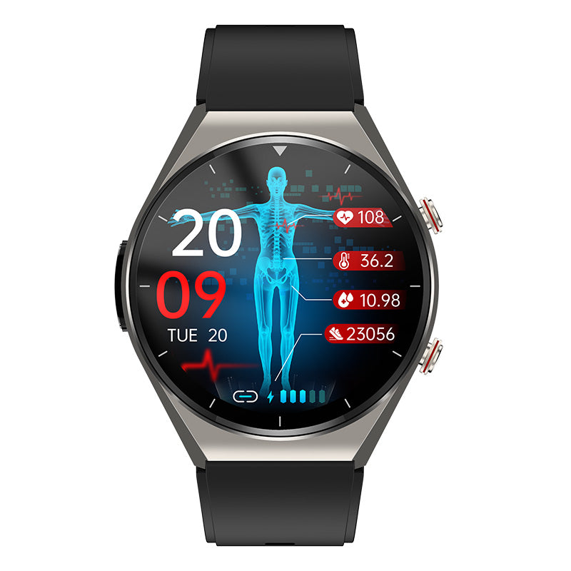 Smartwatch Gezondheidsmonitor met ECG Bloeddruk Hartslagmeting Zwart Zilver Sporthorloge | Sulvida