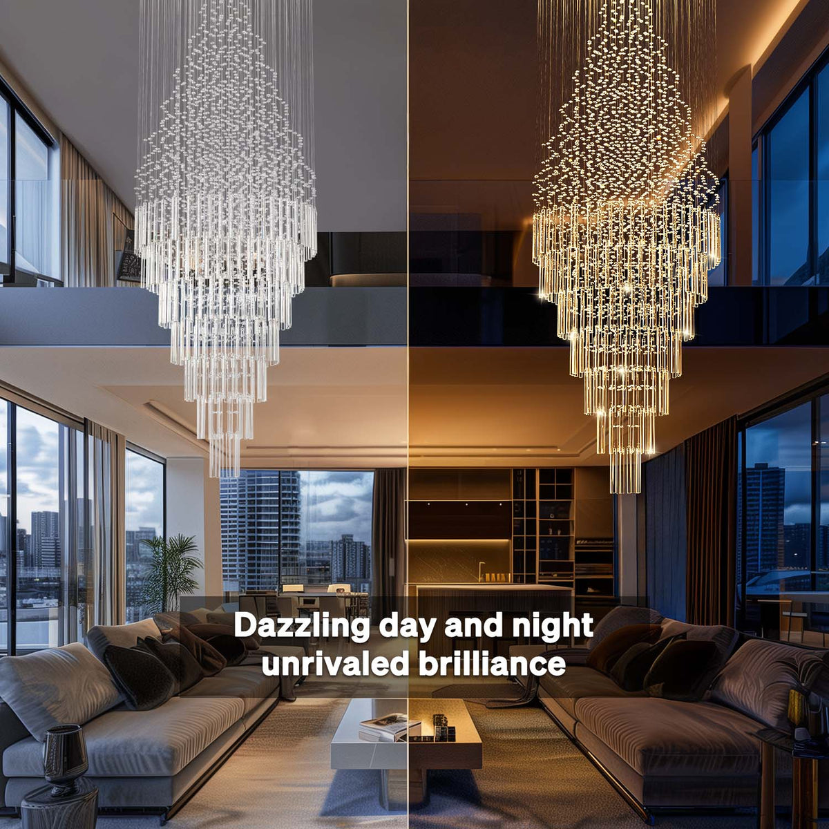 Kristallen Kroonluchter Chroom Regendrupvorm Meerlaags Trappenhuis Hal Cascade Verlichting Luxe Modern | Sulvida