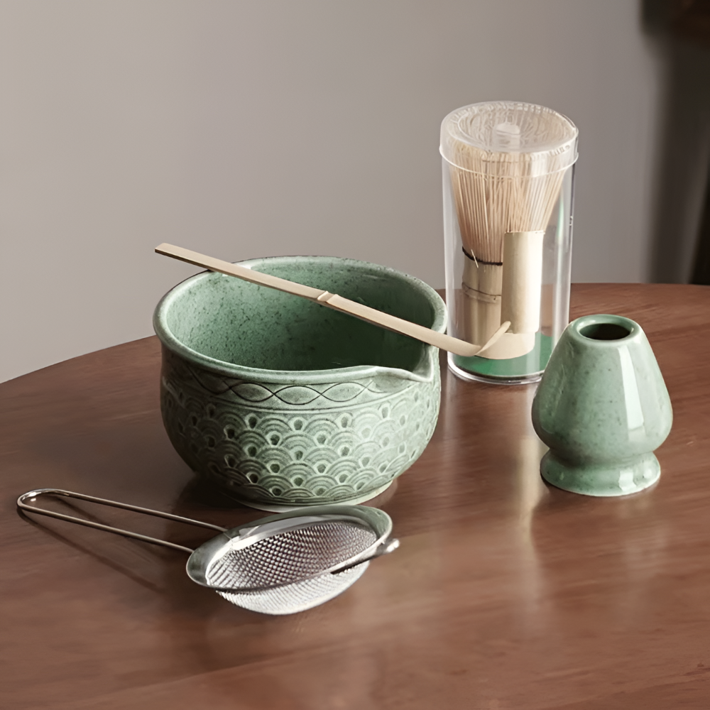 Matcha-theeceremonieset 5- of 6-delig keramiek 500ml bamboe accessoires groen traditioneel Japans stijl | Sulvida