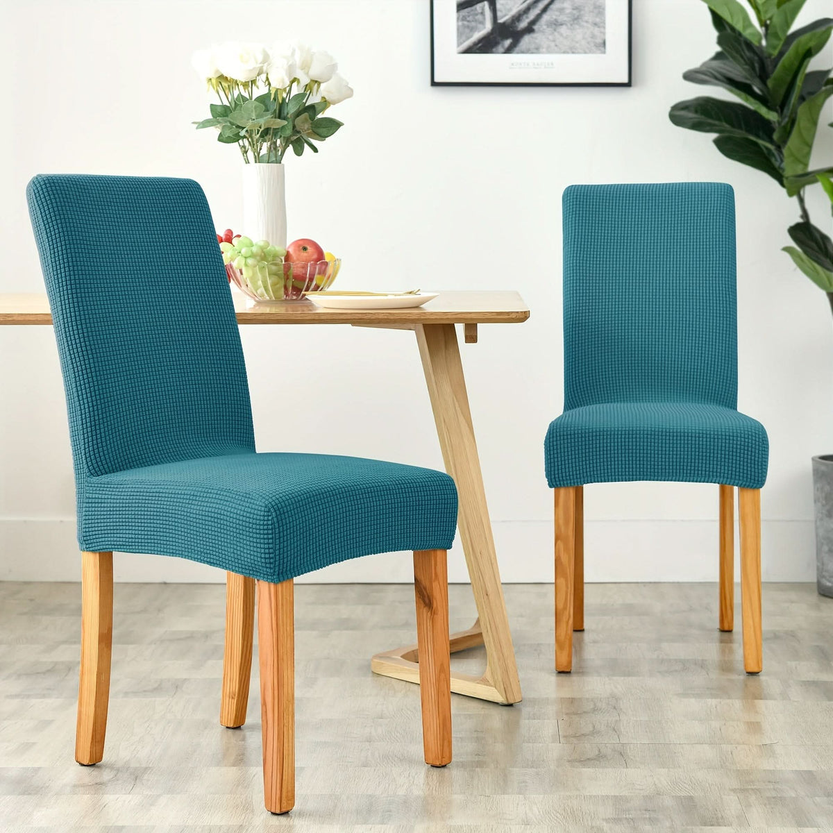 Housses de chaise en velours extensible de luxe pour chaises de salle à manger - lot de 4 ou 6 pièces - protection élégante pour chaise | Sulvida