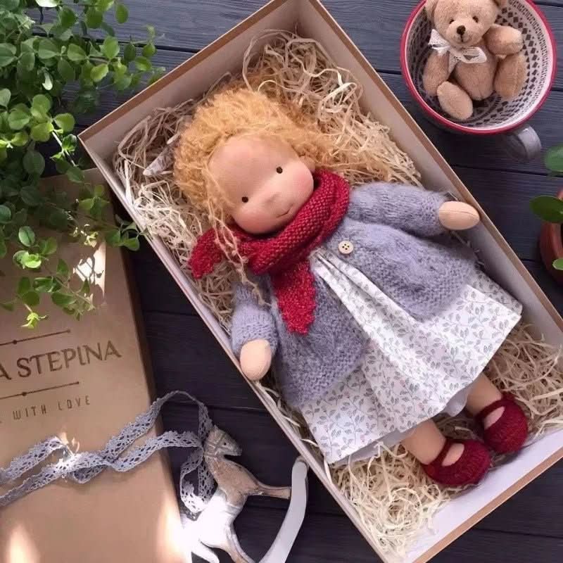 Handgemaakte katoenen knuffelpop natuurlijk speelgoed voor kinderen fantasievol rollenspel educatief veilig | Sulvida