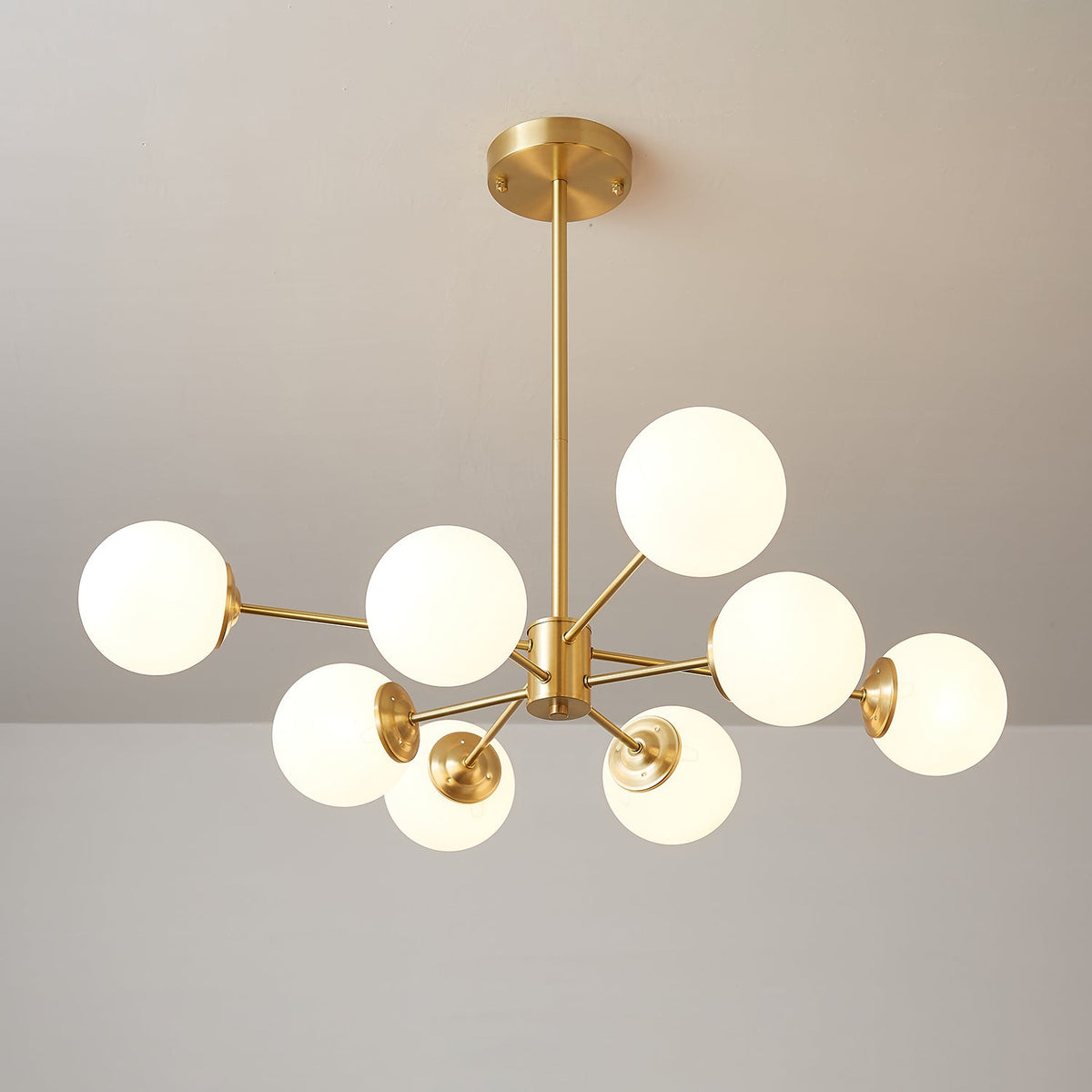 Glazen Bollen Hanglamp Messing met Witte Bollen voor Eetkamer Slaapkamer Woonkamer Plafondverlichting | Sulvida