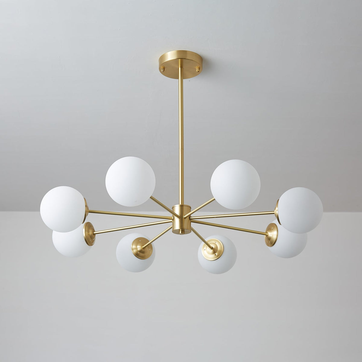 Glazen Bollen Hanglamp Messing met Witte Bollen voor Eetkamer Slaapkamer Woonkamer Plafondverlichting | Sulvida