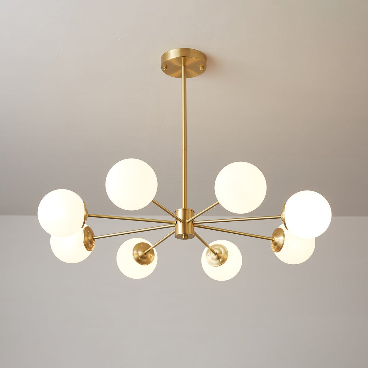Glazen Bollen Hanglamp Messing met Witte Bollen voor Eetkamer Slaapkamer Woonkamer Plafondverlichting | Sulvida