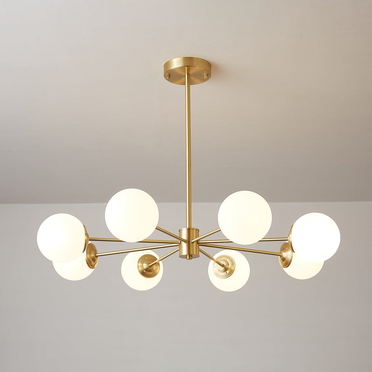 Glazen Bollen Hanglamp Messing met Witte Bollen voor Eetkamer Slaapkamer Woonkamer Plafondverlichting | Sulvida