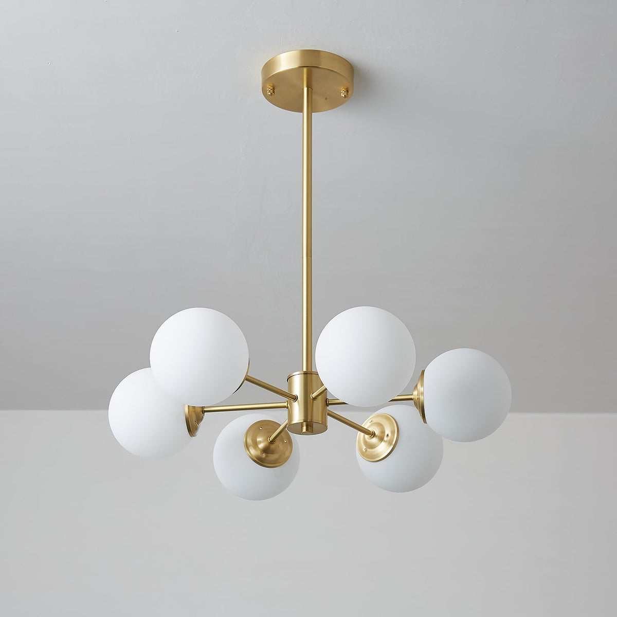 Glazen Bollen Hanglamp Messing met Witte Bollen voor Eetkamer Slaapkamer Woonkamer Plafondverlichting | Sulvida