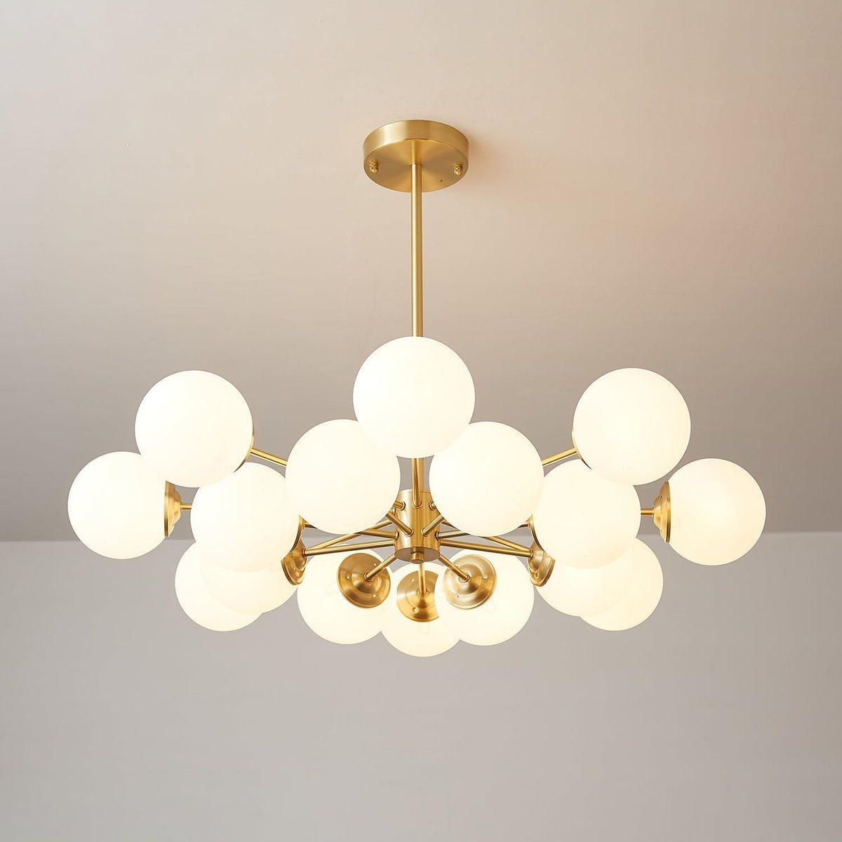 Glazen Bollen Hanglamp Messing met Witte Bollen voor Eetkamer Slaapkamer Woonkamer Plafondverlichting | Sulvida