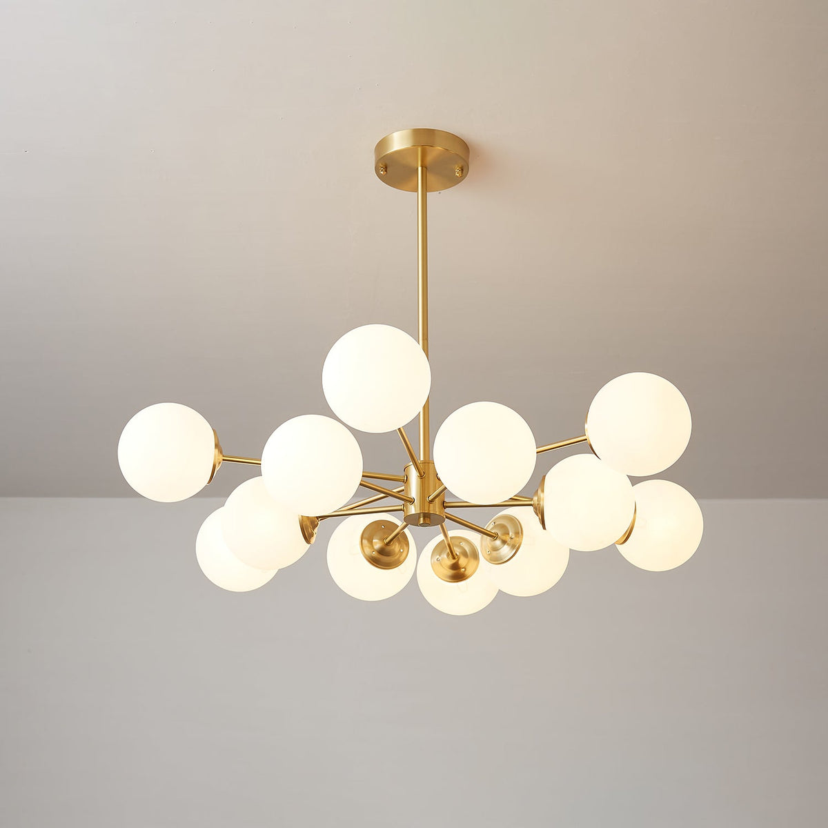 Glazen Bollen Hanglamp Messing met Witte Bollen voor Eetkamer Slaapkamer Woonkamer Plafondverlichting | Sulvida
