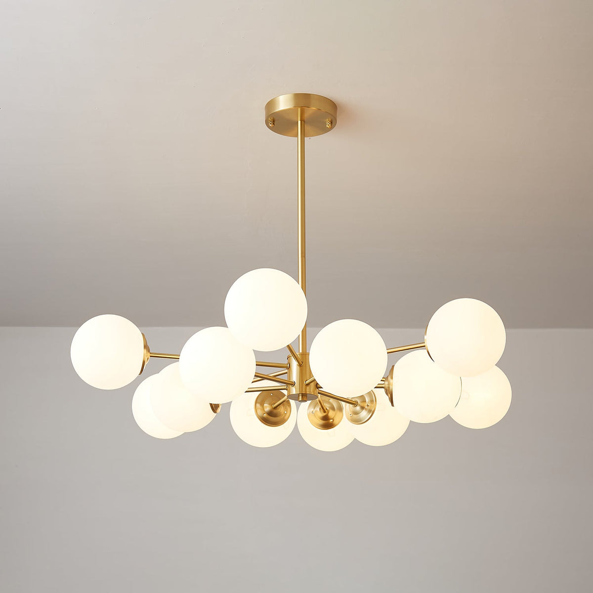 Glazen Bollen Hanglamp Messing met Witte Bollen voor Eetkamer Slaapkamer Woonkamer Plafondverlichting | Sulvida