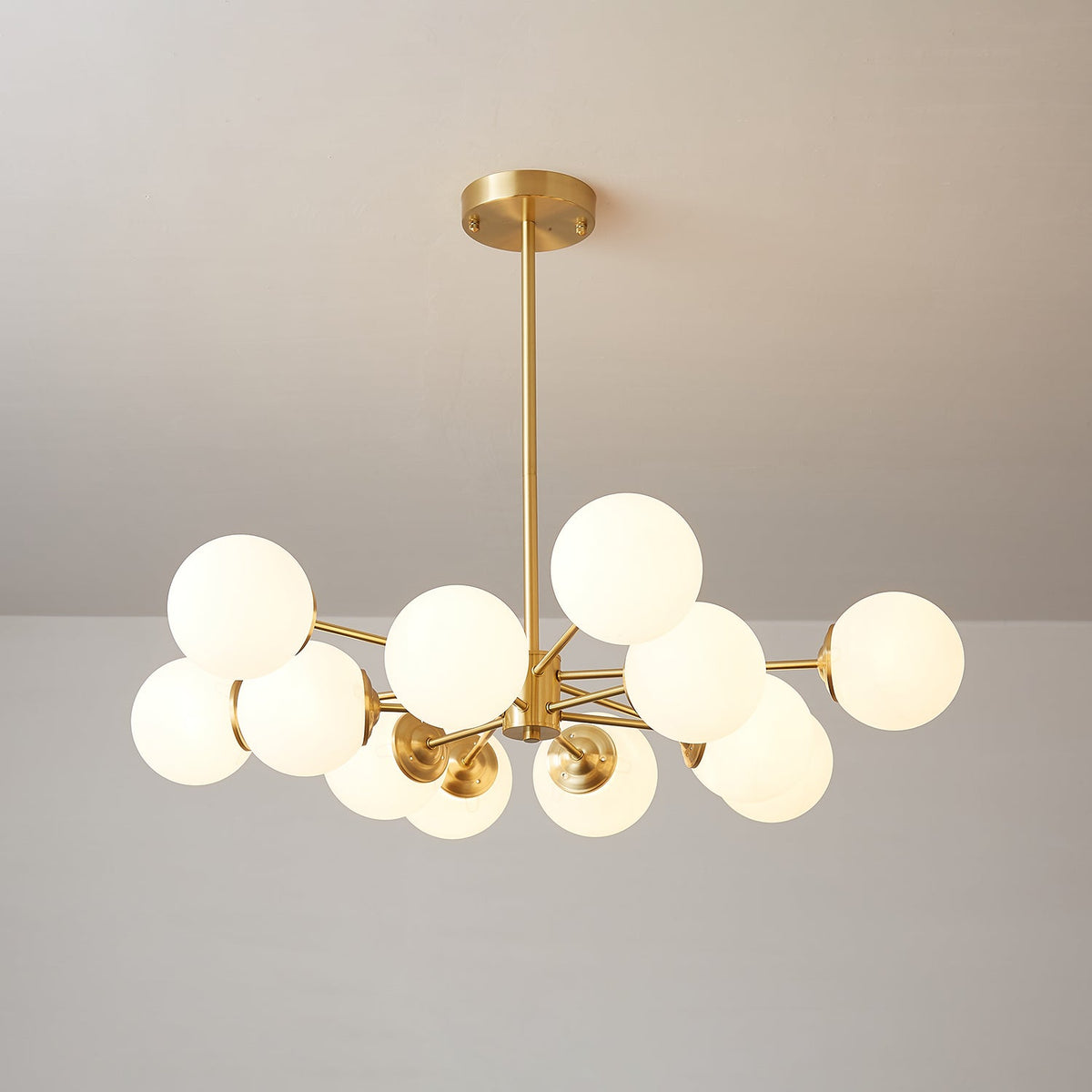 Glazen Bollen Hanglamp Messing met Witte Bollen voor Eetkamer Slaapkamer Woonkamer Plafondverlichting | Sulvida