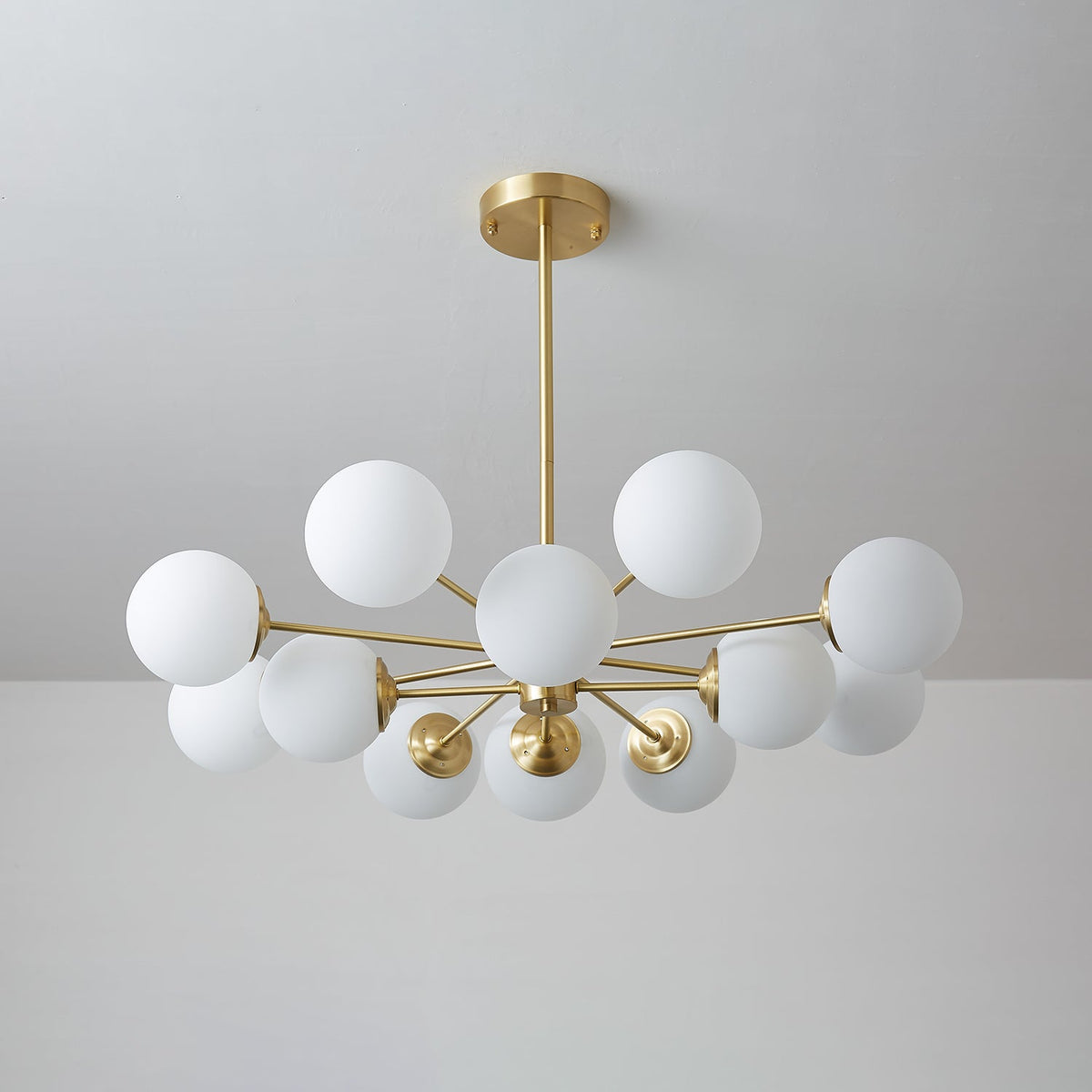Glazen Bollen Hanglamp Messing met Witte Bollen voor Eetkamer Slaapkamer Woonkamer Plafondverlichting | Sulvida