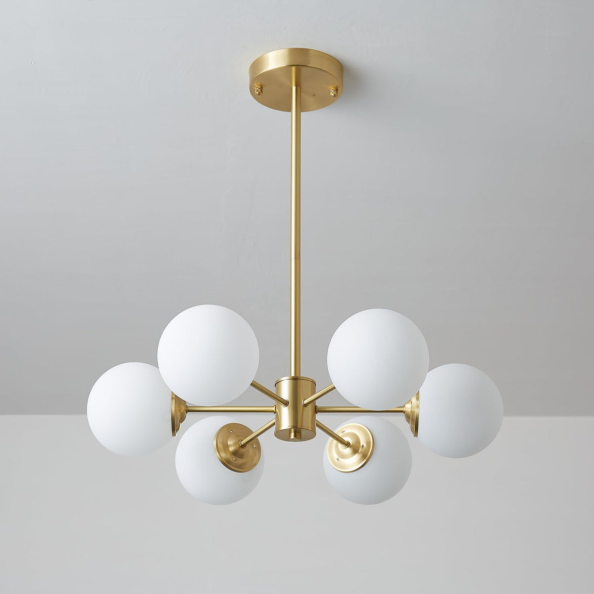 Glazen Bollen Hanglamp Messing met Witte Bollen voor Eetkamer Slaapkamer Woonkamer Plafondverlichting | Sulvida