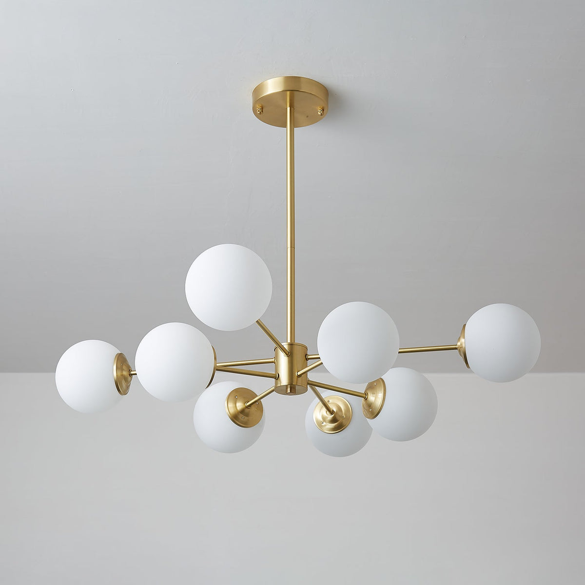 Glazen Bollen Hanglamp Messing met Witte Bollen voor Eetkamer Slaapkamer Woonkamer Plafondverlichting | Sulvida