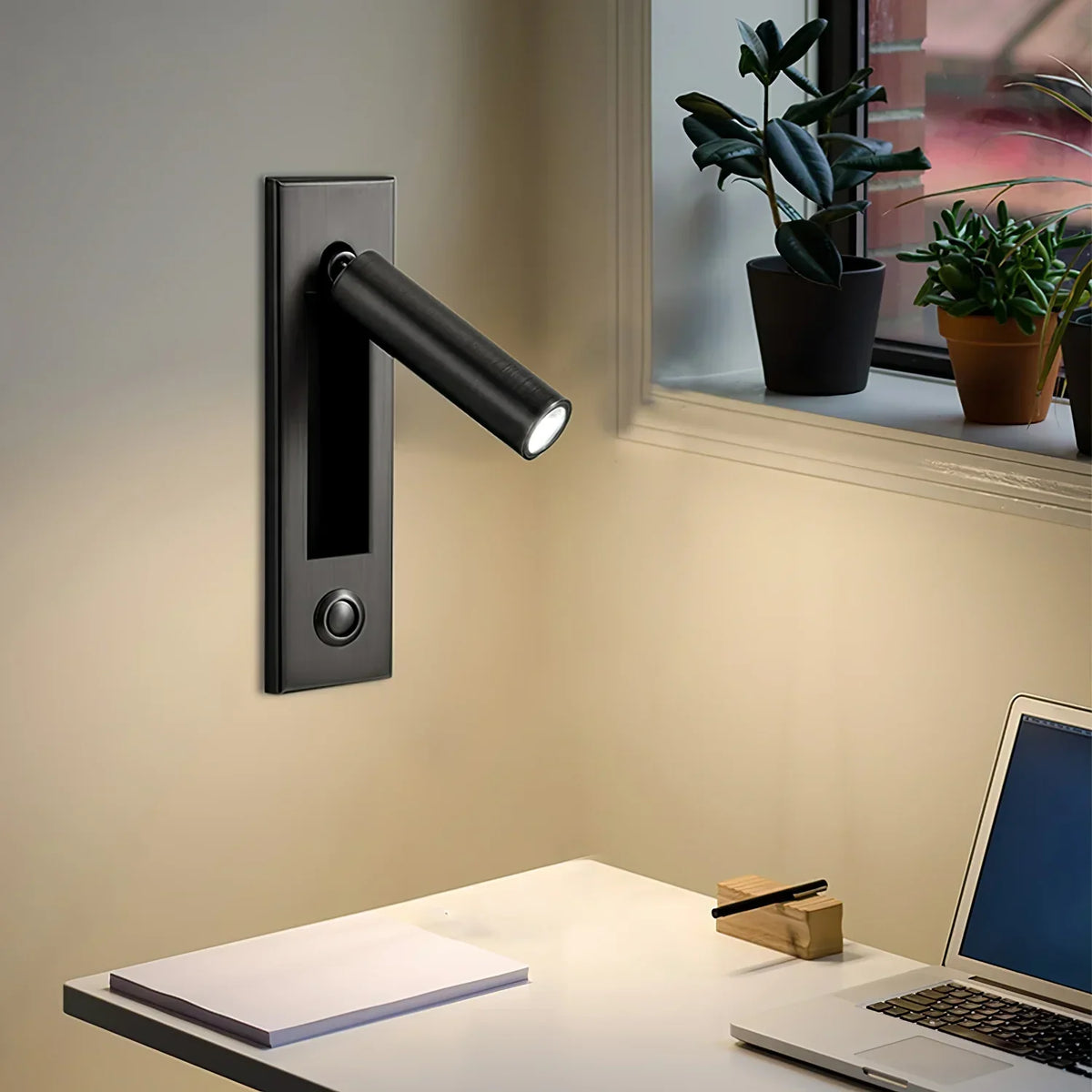 Draaibare wandspot cilinder vierkant LED instelbaar slaapkamer bedlamp dimbaar metaal modern leeslamp design | Sulvida