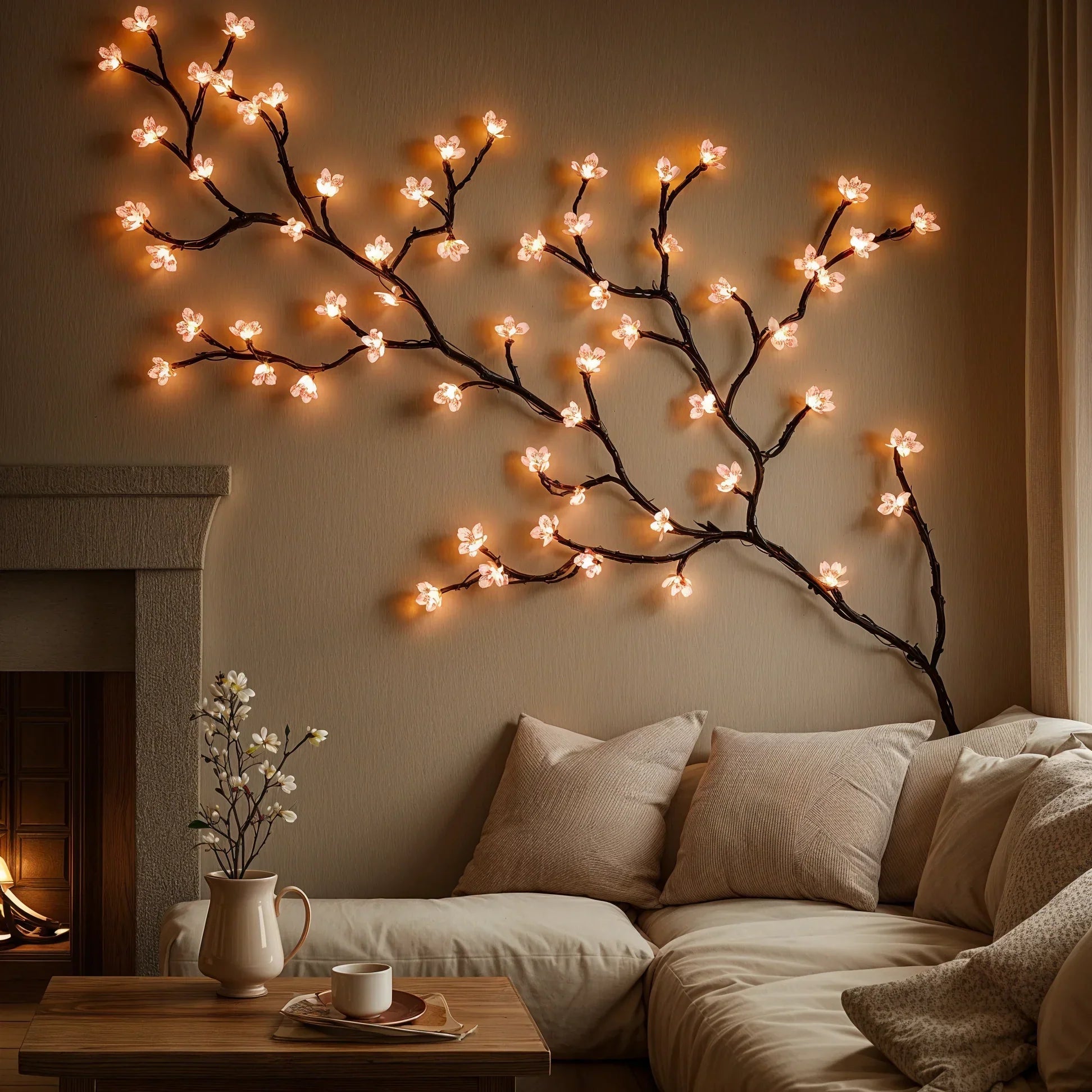LED-Lichtslinger met Kersenbloesem 160 cm Roze voor Binnendecoratie Sfeervolle Verlichtingstak voor Woonkamer Slaapkamer Interieur Decoratieve Bloesemtak | Sulvida