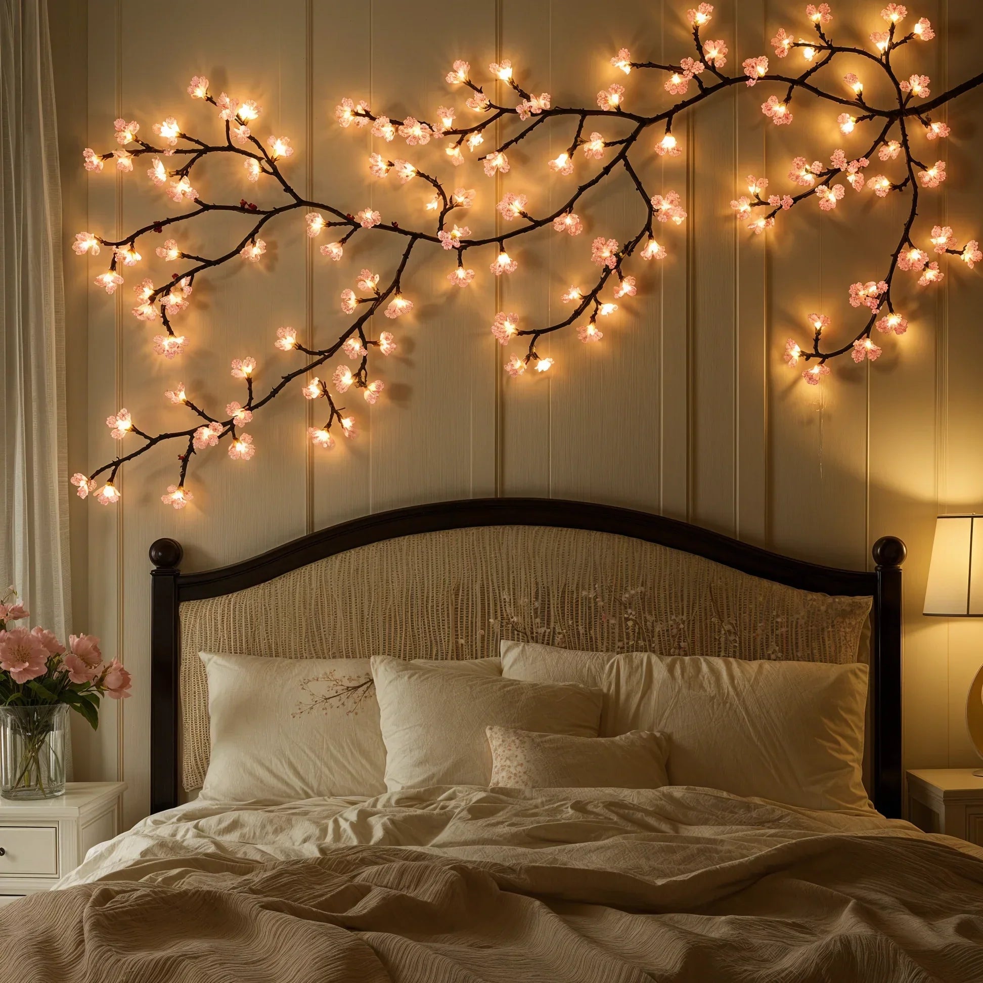 LED-Lichtslinger met Kersenbloesem 160 cm Roze voor Binnendecoratie Sfeervolle Verlichtingstak voor Woonkamer Slaapkamer Interieur Decoratieve Bloesemtak | Sulvida