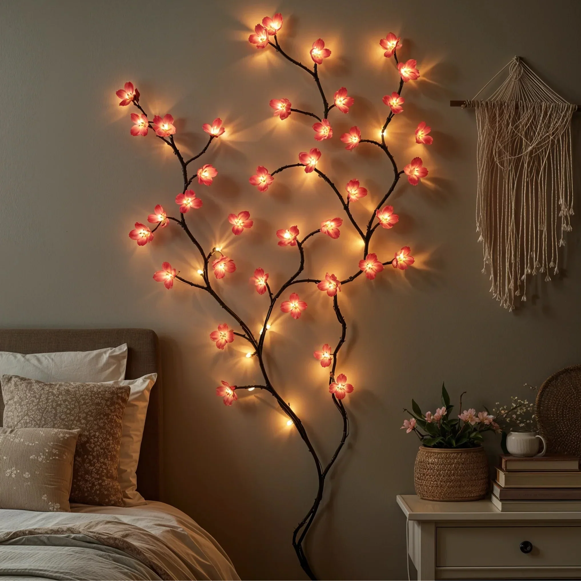 LED-Lichtslinger met Kersenbloesem 160 cm Roze voor Binnendecoratie Sfeervolle Verlichtingstak voor Woonkamer Slaapkamer Interieur Decoratieve Bloesemtak | Sulvida