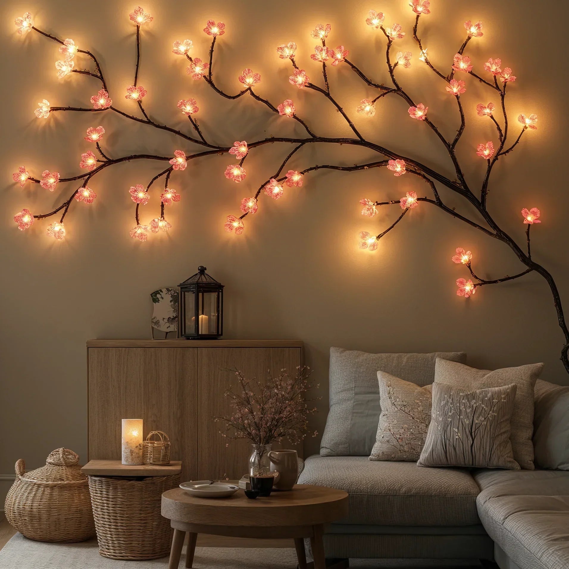 LED-Lichtslinger met Kersenbloesem 160 cm Roze voor Binnendecoratie Sfeervolle Verlichtingstak voor Woonkamer Slaapkamer Interieur Decoratieve Bloesemtak | Sulvida