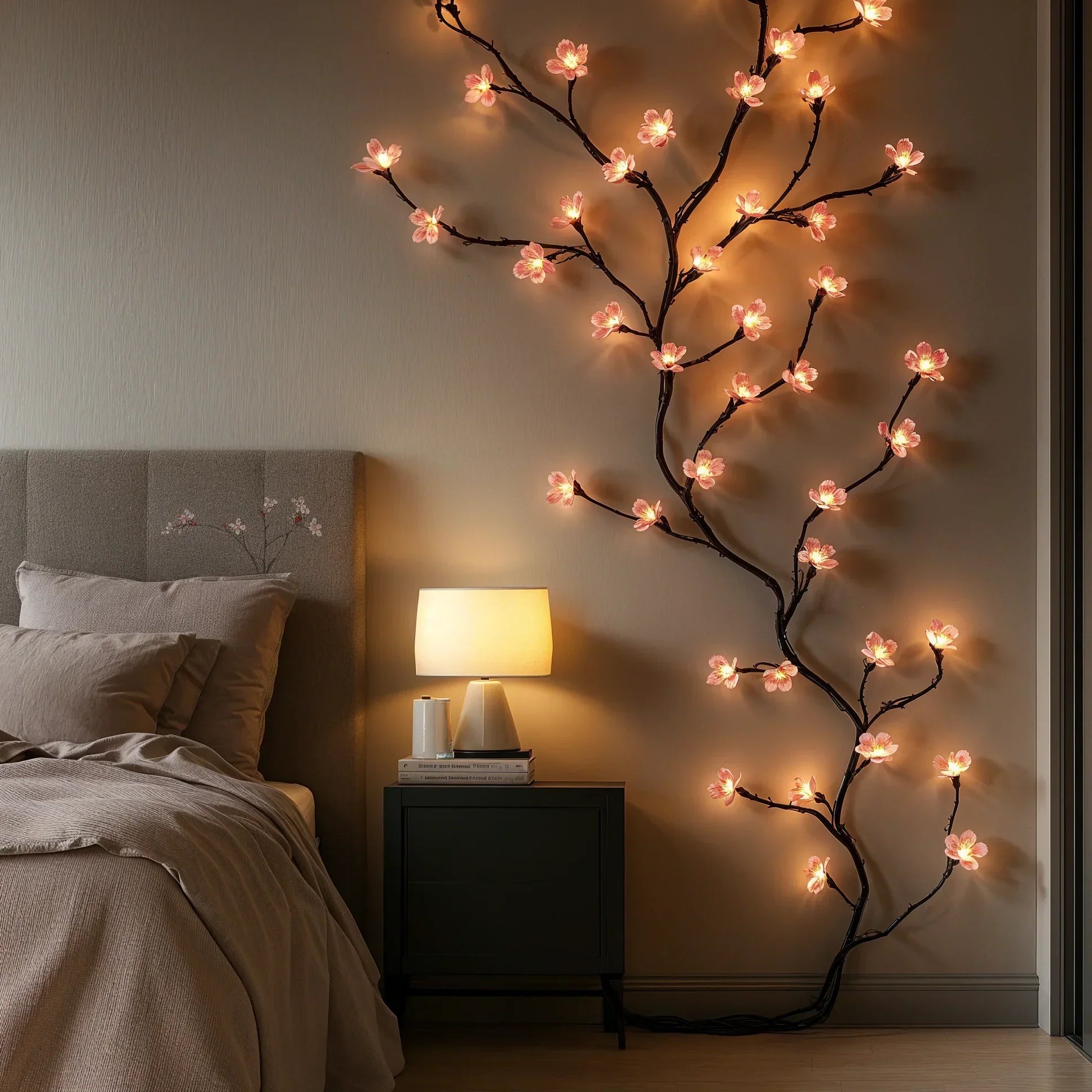 LED-Lichtslinger met Kersenbloesem 160 cm Roze voor Binnendecoratie Sfeervolle Verlichtingstak voor Woonkamer Slaapkamer Interieur Decoratieve Bloesemtak | Sulvida