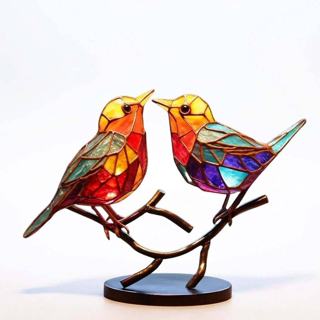 Glazen Vogels op Tak Decoratie Gekleurde Vogeltjes Interieurornament Woonkamer Bureau Decoratiebeelden | Sulvida