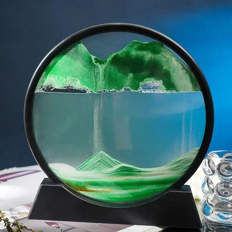 Bewegende Zandkunst 25×20 cm Decoratief Glasframe Ontspanningsbeeld Vier Kleuren Woonaccessoire Bureaudecoratie | Sulvida