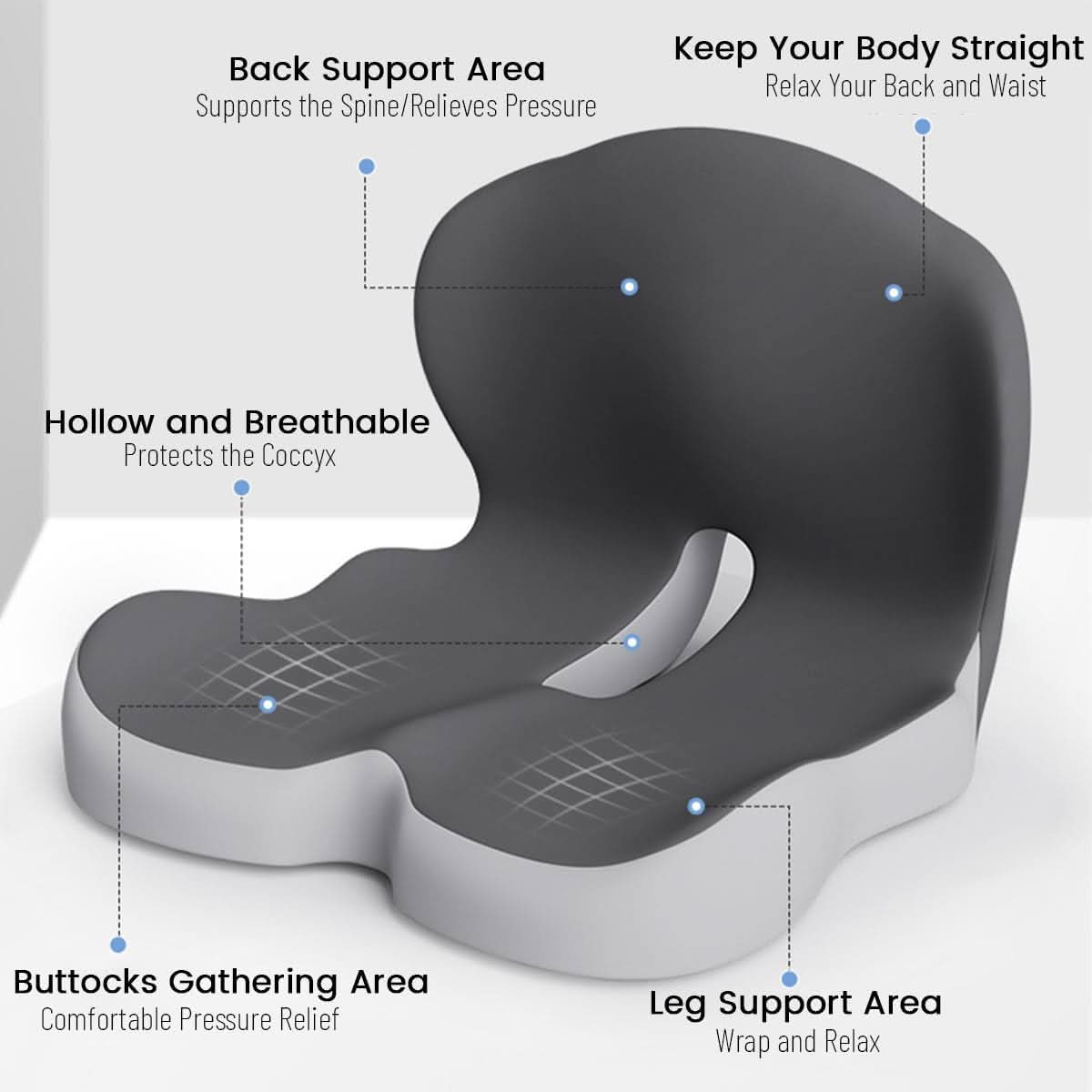 Ergonomisch Lendenkussen Memory Foam voor Bureaustoel Auto Kantoor Rugsteun Onderrug Werkkamer Thuiswerk Comfort | Sulvida