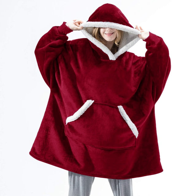 Zachte Sherpa Fleece Hoodie Oversized met Capuchon Comfort Warme Lounge Thuiskleding Relaxkleding Huispak | Sulvida