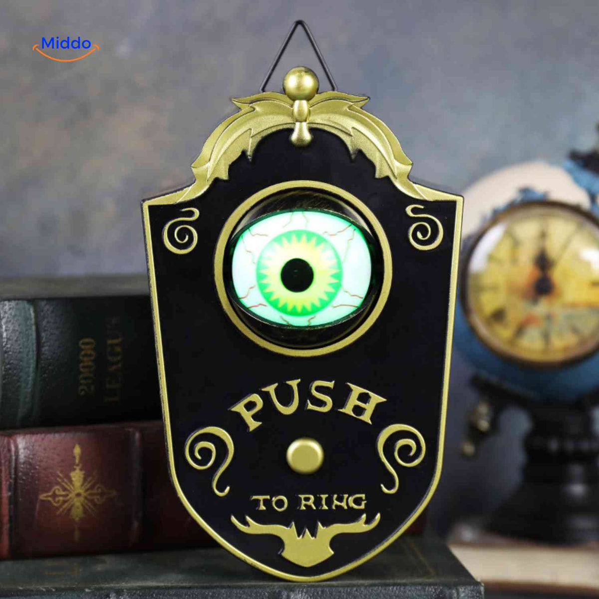 Decoratieve Oogdeurbel Halloween Gotisch PVC Goud Zwart Lichteffect Geluid Ophangbaar Herbruikbaar Deur | Sulvida