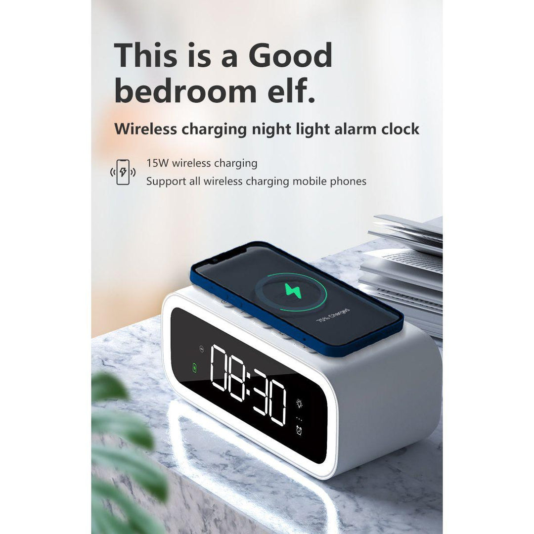 Digitale Wekker met Draadloos Qi-Oplaadstation – LED-Display met Dimbaar Licht voor Slaapkamer en Nachtkastje | Sulvida
