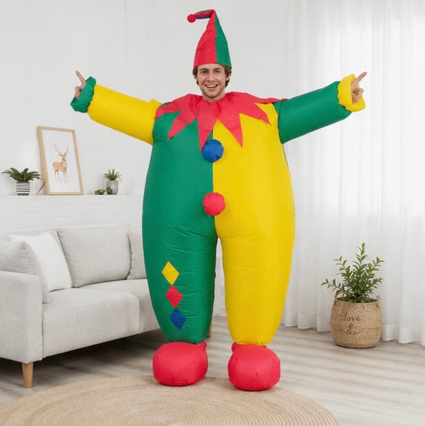 Opblaasbaar Clownskostuum met Luchtpomp Feestoutfit Entertainment Volwassenen Carnaval Party Verkleedkleding | Sulvida