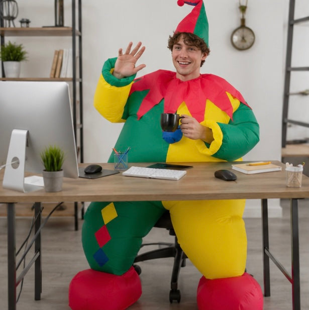 Opblaasbaar Clownskostuum met Luchtpomp Feestoutfit Entertainment Volwassenen Carnaval Party Verkleedkleding | Sulvida