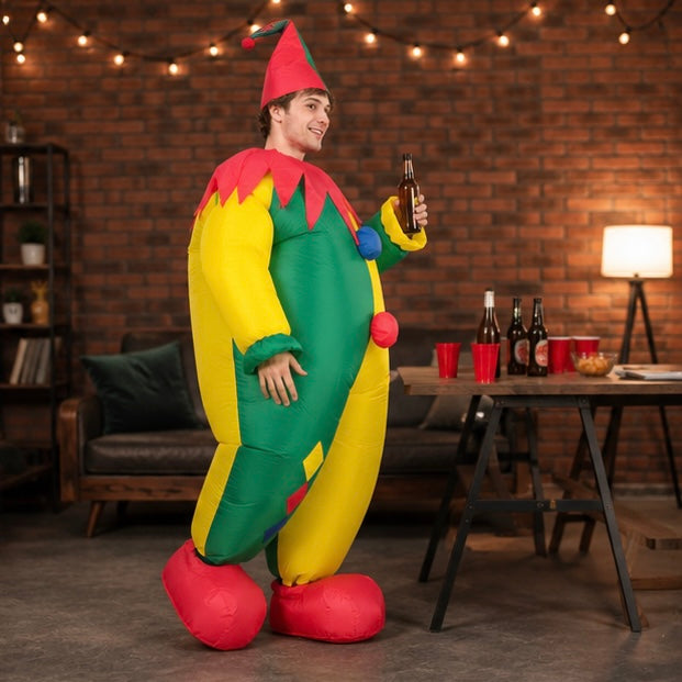 Opblaasbaar Clownskostuum met Luchtpomp Feestoutfit Entertainment Volwassenen Carnaval Party Verkleedkleding | Sulvida